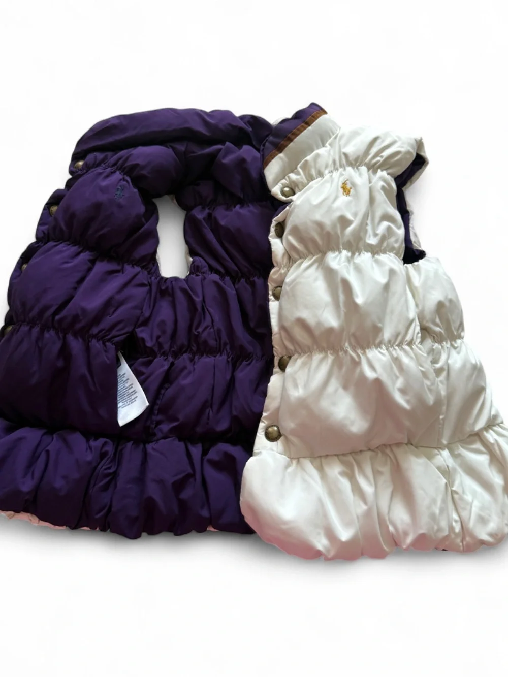 Ralph Lauren Girls Puffy Purple Quilted Vest - Sleeveless Winter Layer
